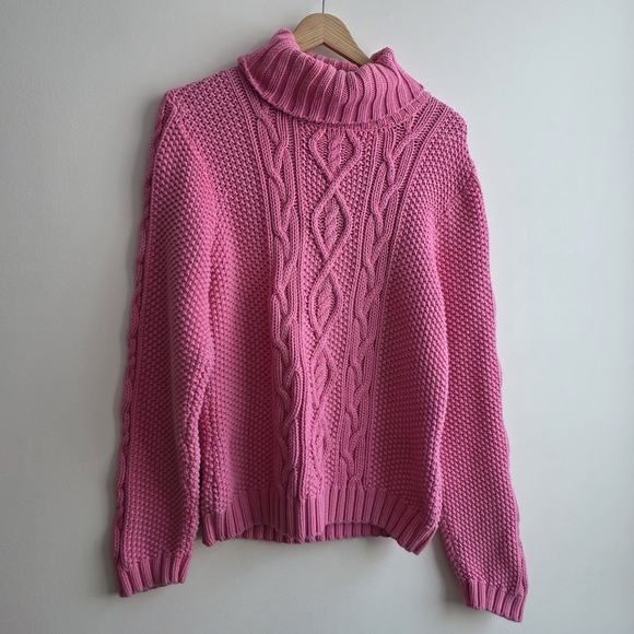 Ralph Lauren Sweaters - Lauren By Ralph Lauren Pink Cable Knit Turtleneck Sweater Size X Large Cotton